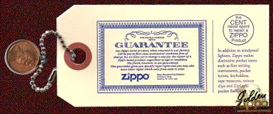 Zippo 1 cent garantie
